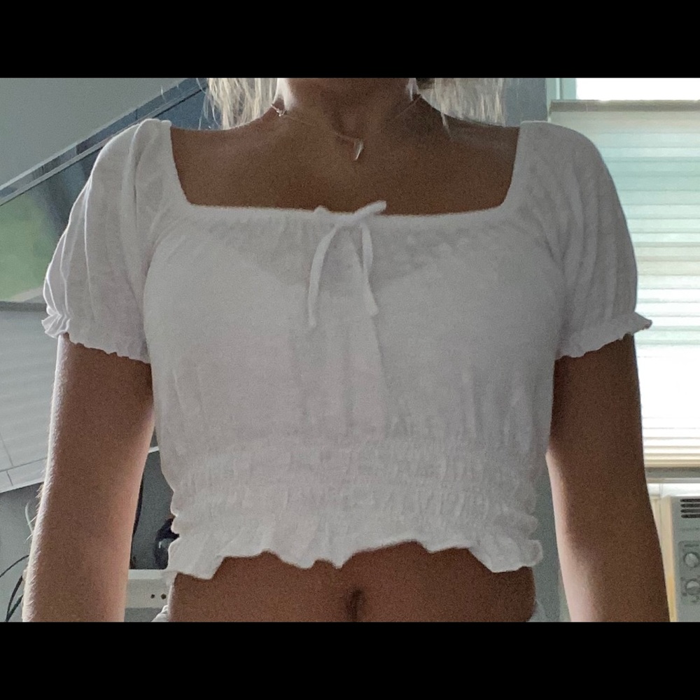 white cropped top